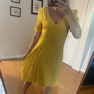Yellow midi floral dress